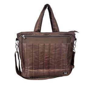 Lug‎ Quilted Brown Crossbody Book Travel Tote Bag